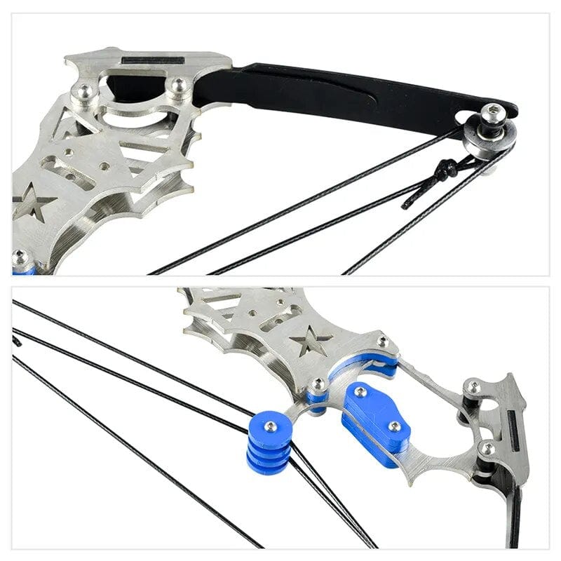 Mini Archery Compound Bow and Arrow Set, Stainless-Steel Mini Pocket Survival Hunting Bow Right/Left Hand for Target Shooting Practice, Indoor and Outdoor Entertainment, Fun Gift