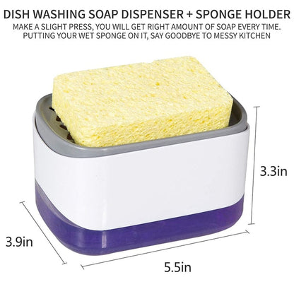 Push-Style Kitchen Soap Dispenser⁠ and Sponge Holder