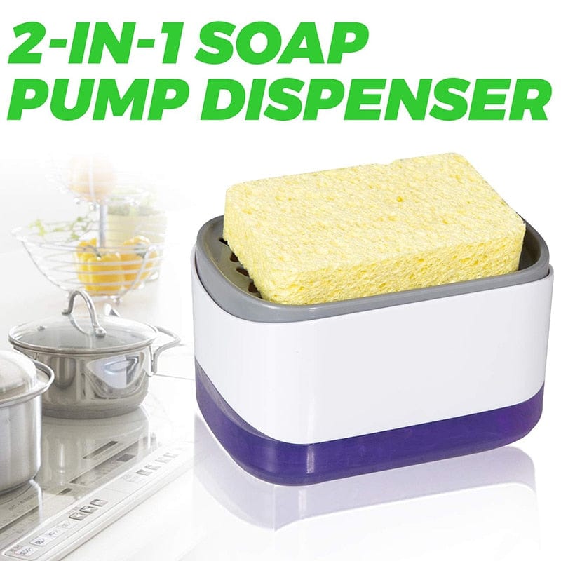 Push-Style Kitchen Soap Dispenser⁠ and Sponge Holder