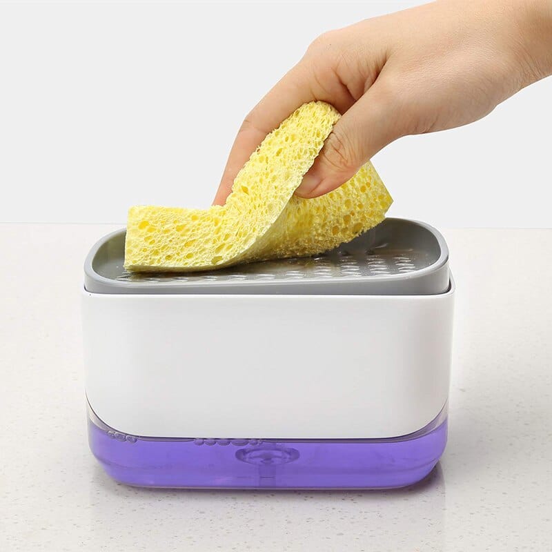 Push-Style Kitchen Soap Dispenser⁠ and Sponge Holder