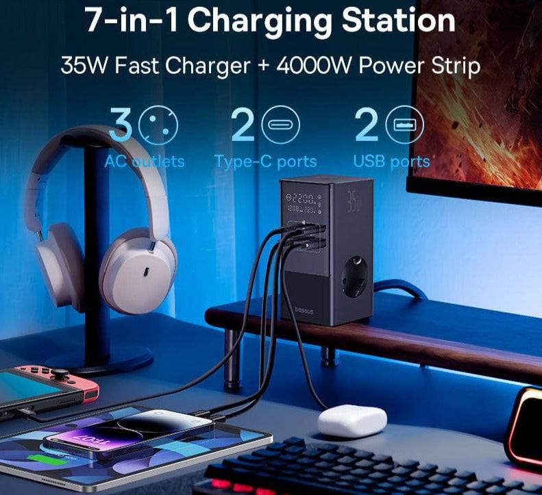 RapidCharge 7-in-1 Power Hub with 35W Fast Charging and Digital Display for Phones - Smart Shop (Online Store for wise shoppers) 