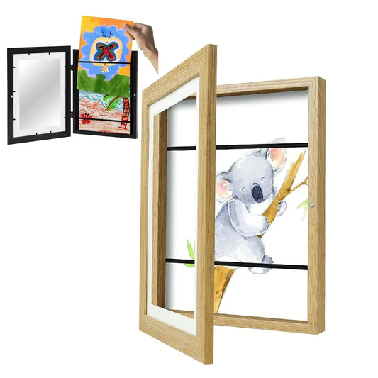 SearchFindOrder Wood Color Frame / A4 21X30cm Rearrangeable Magnetic Kids' Art Display Frame for Drawings, Paintings, Photos, and Pictures