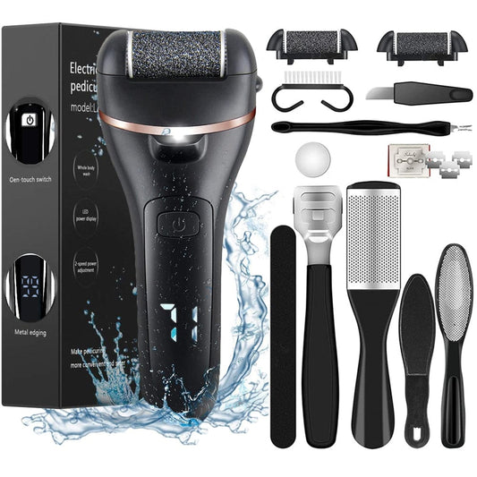 SearchFindOrder Black with tools Rechargeable Electric Foot File Callus Remover Kit