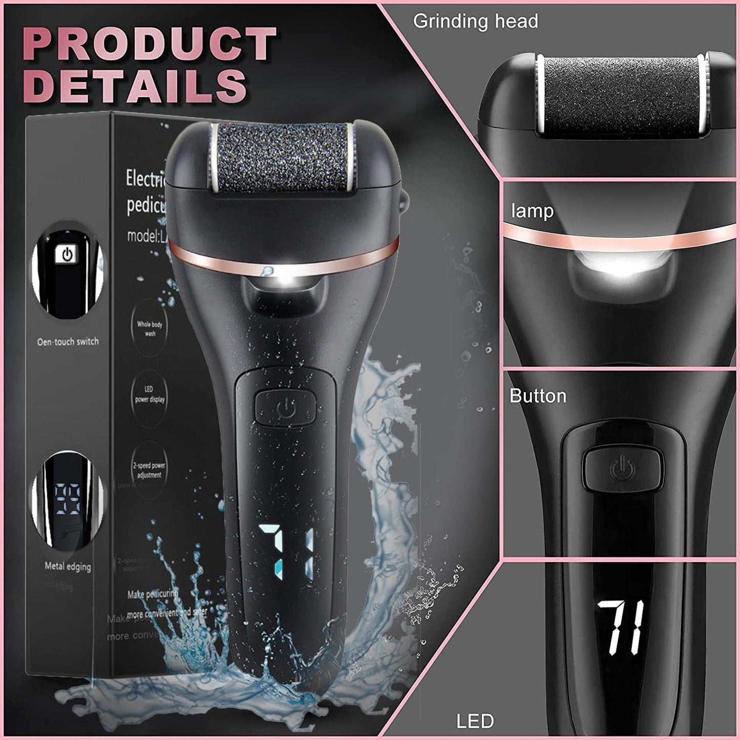 Rechargeable Electric Foot File Callus Remover Kit