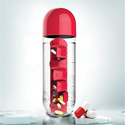 Water Bottle with 7-Day Pill Box