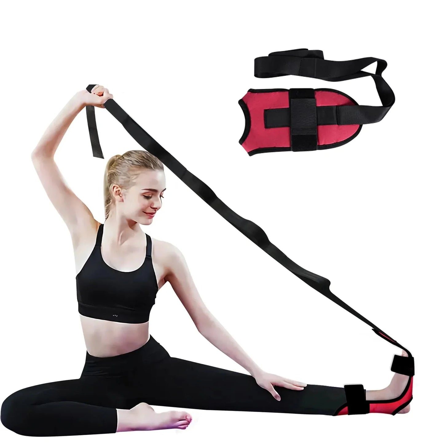 Foot and Calf Stretcher-Stretching Strap for Plantar Fasciitis, Heel Spurs, Foot Drop, Achilles Tendonitis & Hamstring, Yoga Foot & Leg Stretch Strap