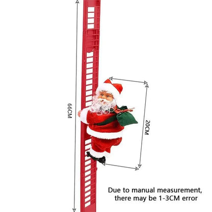 Electric Santa Climbing Ladder to Tree, Climbing Up and Down Santa Claus on Ladder with Music and Bag of Presents