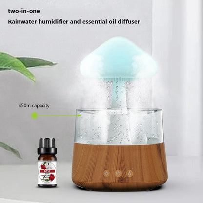 SearchFindOrder wood color Relax Electric Mushroom Rain Air Humidifier Aroma Diffuser Colorful Night Lights