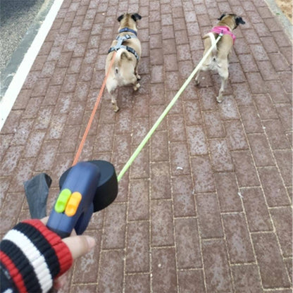 SearchFindOrder Red Retractable Dual Dog Leash with LED Light