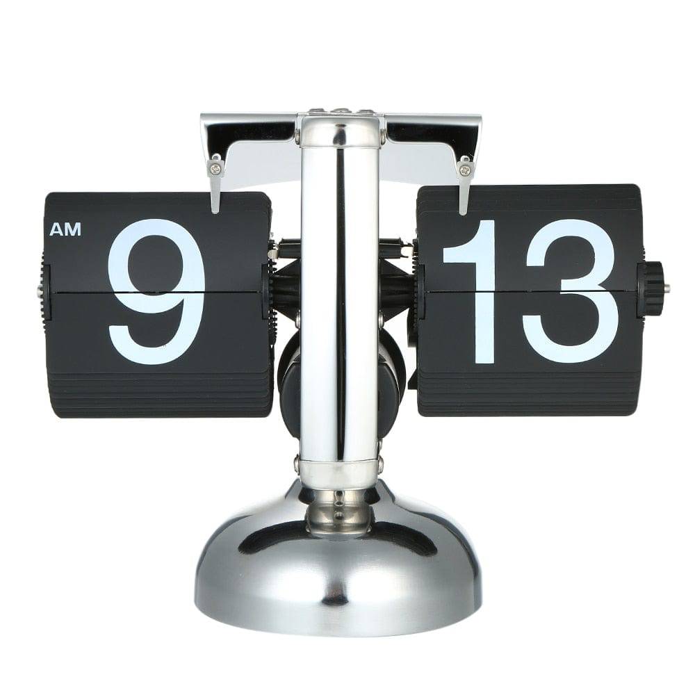 SearchFindOrder Double Foot Black / China Retro Flip Stainless Steel Quartz Clock