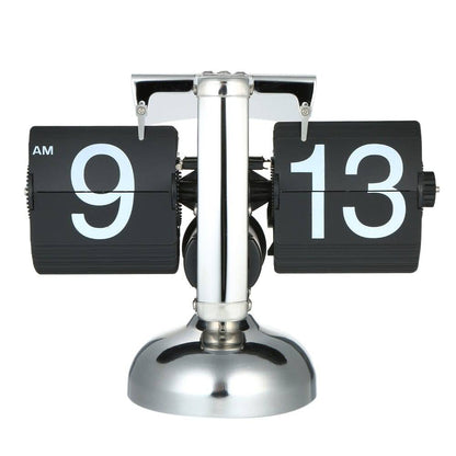 SearchFindOrder Double Foot Black / China Retro Flip Stainless Steel Quartz Clock