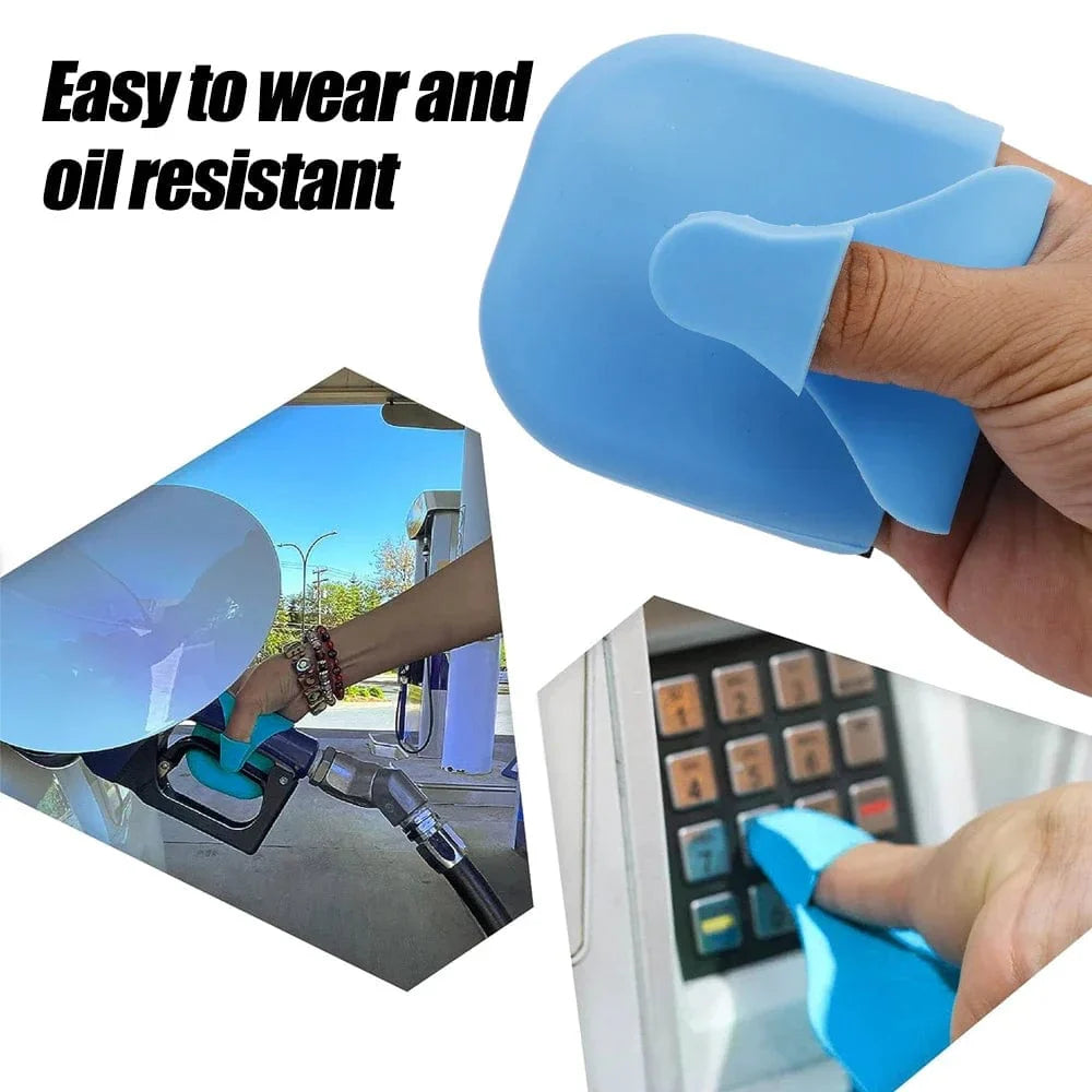 SearchFindOrder Black 1pcs Reusable Silicone Gas Pump Gloves: Wear-resistant, Anti-Dirt, Hidden Magnetic, Auto Supplies