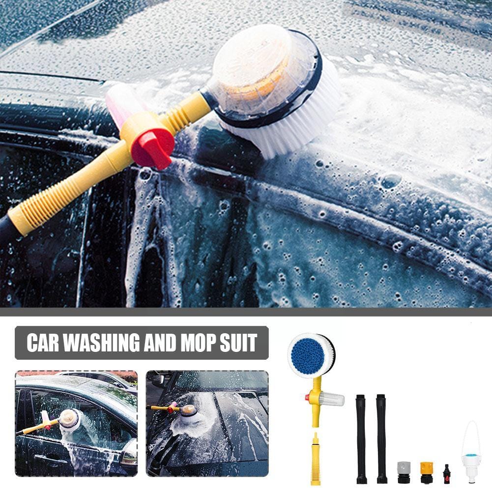 360° Rotating Microfiber Car Wash Brush Kit with Extendable and Detachable Scrub, Garden Hose Spray Nozzle Gun for Home and Garden Cleaning