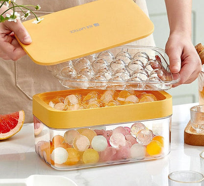 SearchFindOrder White Set Round Ice Cube Tray with Storage with Swift Release