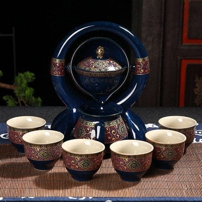 SearchFindOrder Dark Khaki Unique Ancient Chinese Porcelain Teapot Set (Eight Piece Set)