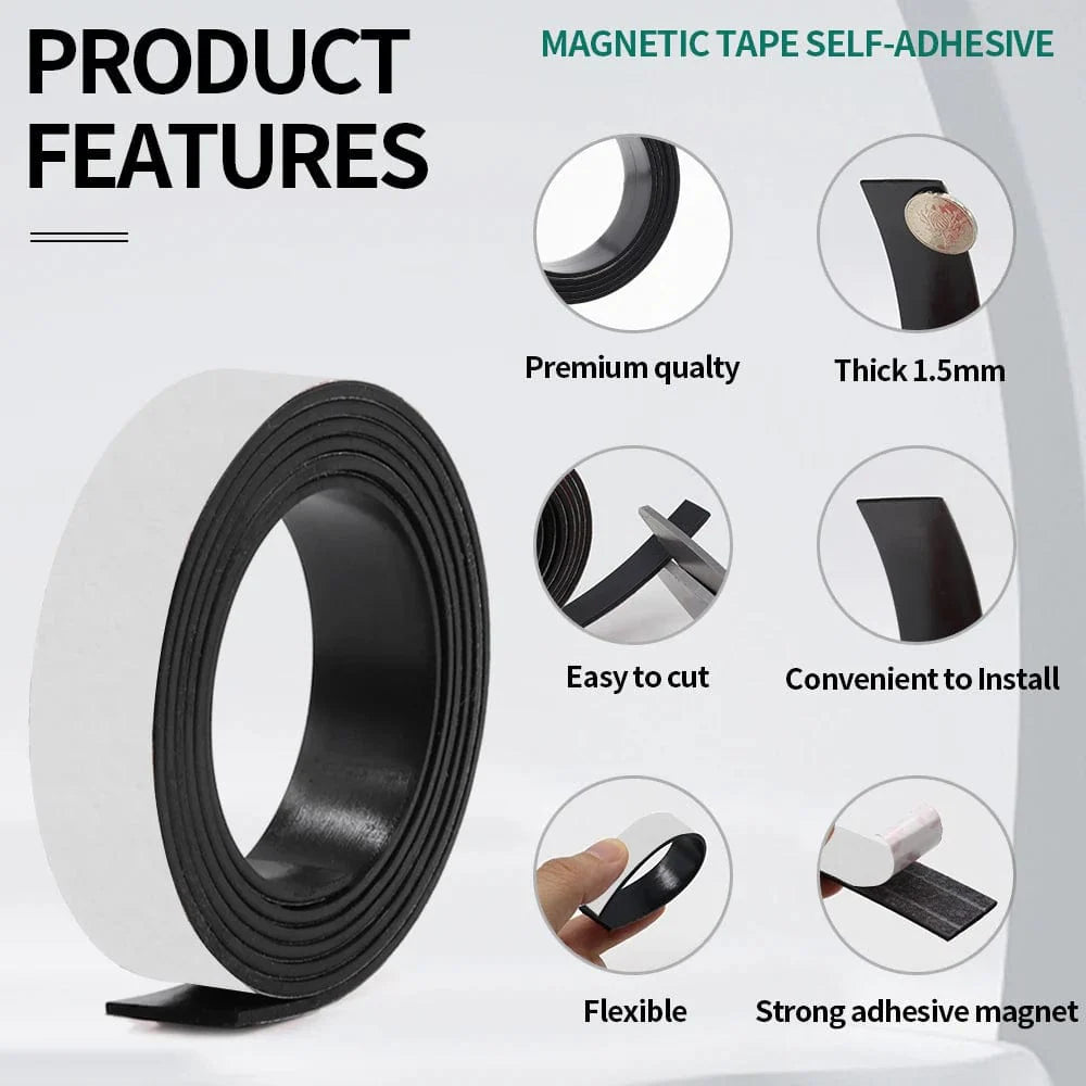 SearchFindOrder 15X1.5mm / 5Meter Self Adhesive Flexible Magnetic Tape