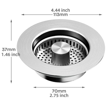 Stainless-Steel Kitchen Sink Strainer and Pop-Up Stopper