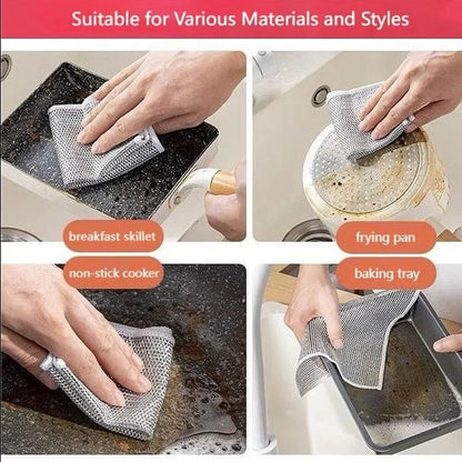 SearchFindOrder GREY / 2PCS SilverKnit Multipurpose Wire Mesh Cleaning Cloth - Ideal for Dishes, Sinks, Counters, Stove Tops, and Cast Iron Cookware, Easy Rinsing, Non-Scratch, Multifunctional for Wet and Dry Use