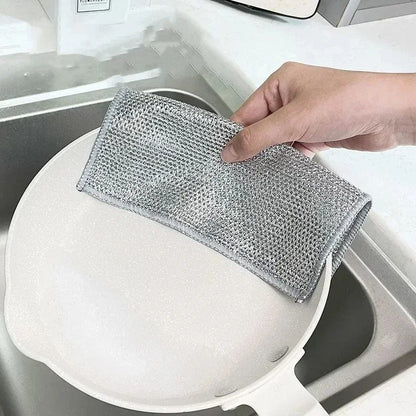 SilverKnit Multipurpose Wire Mesh Cleaning Cloth - Ideal for Dishes, Sinks, Counters, Stove Tops, and Cast Iron Cookware, Easy Rinsing, Non-Scratch, Multifunctional for Wet and Dry Use