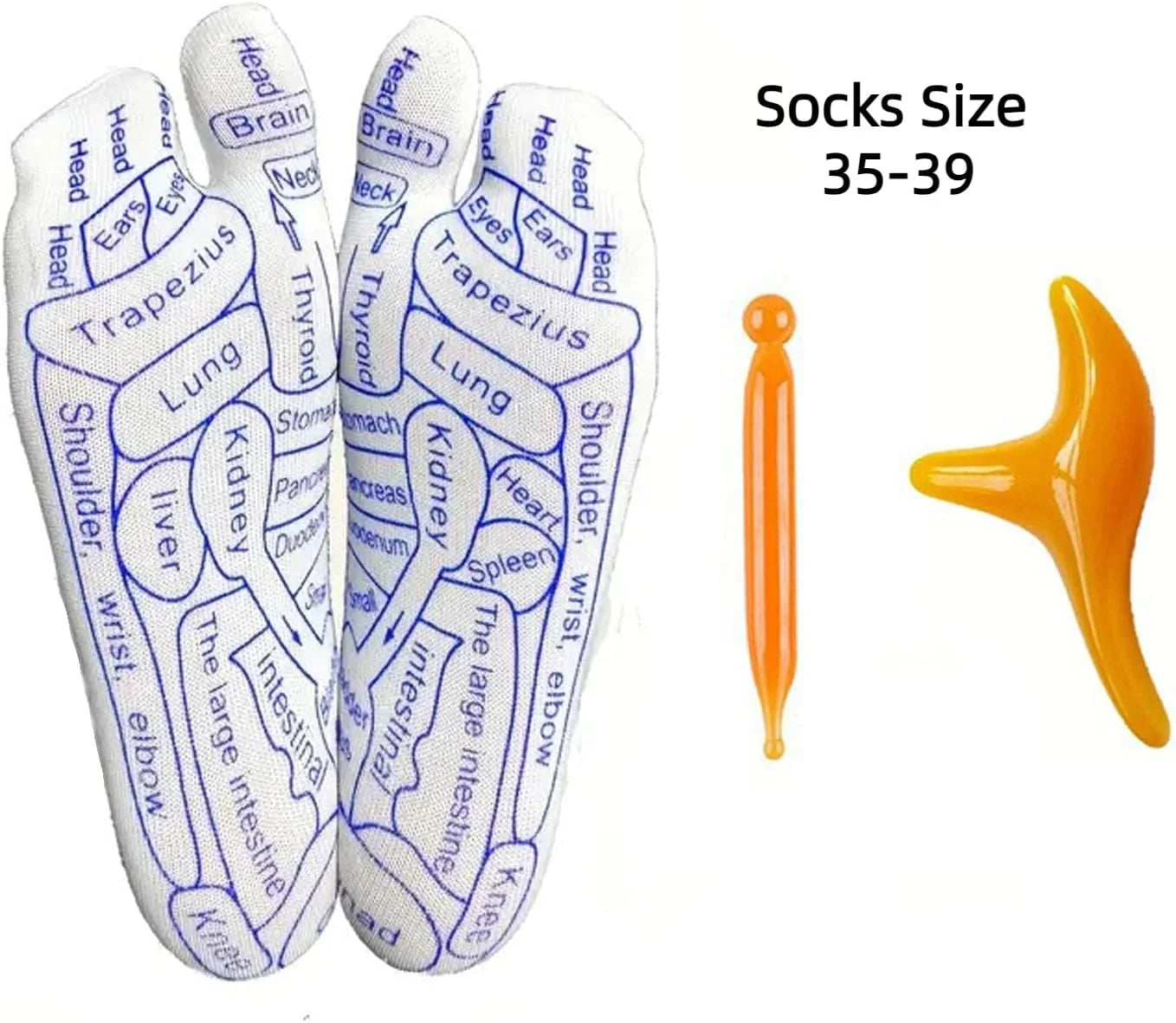 Reflexology and Acupressure Foot Massage Socks Set - Includes Massage Tool for Pain Relief