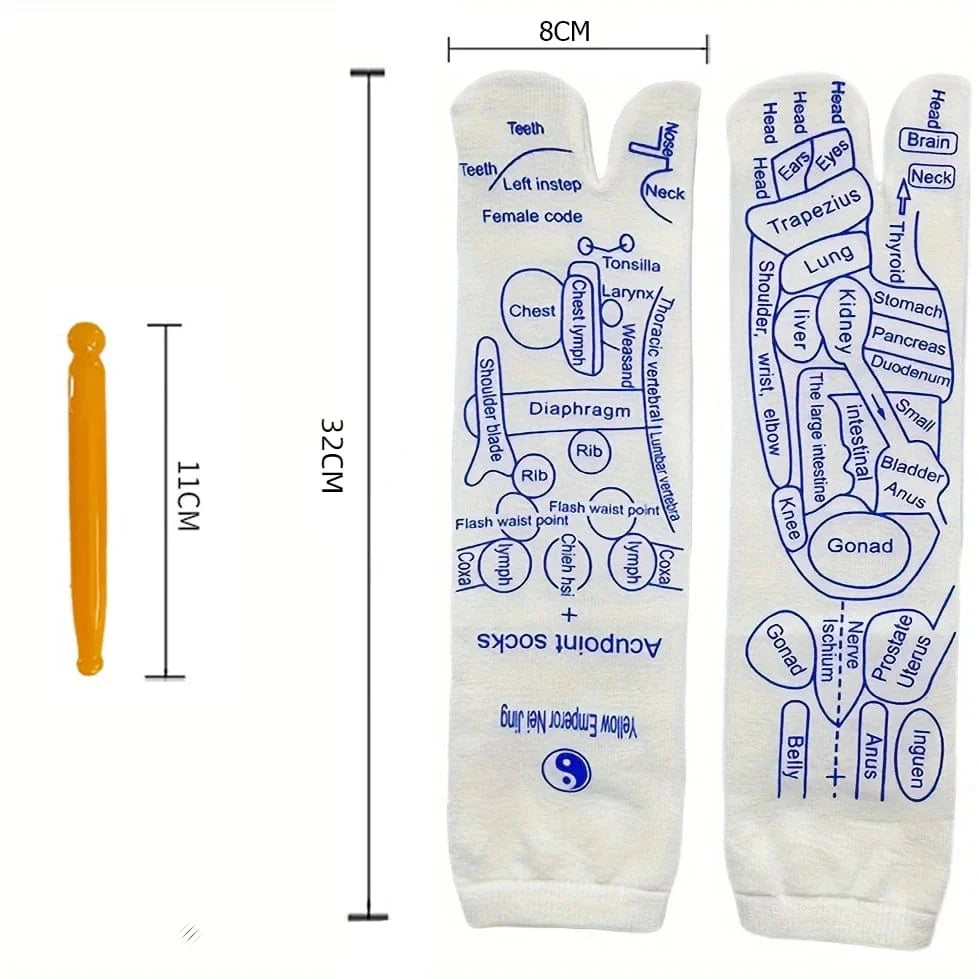 Reflexology and Acupressure Foot Massage Socks Set - Includes Massage Tool for Pain Relief