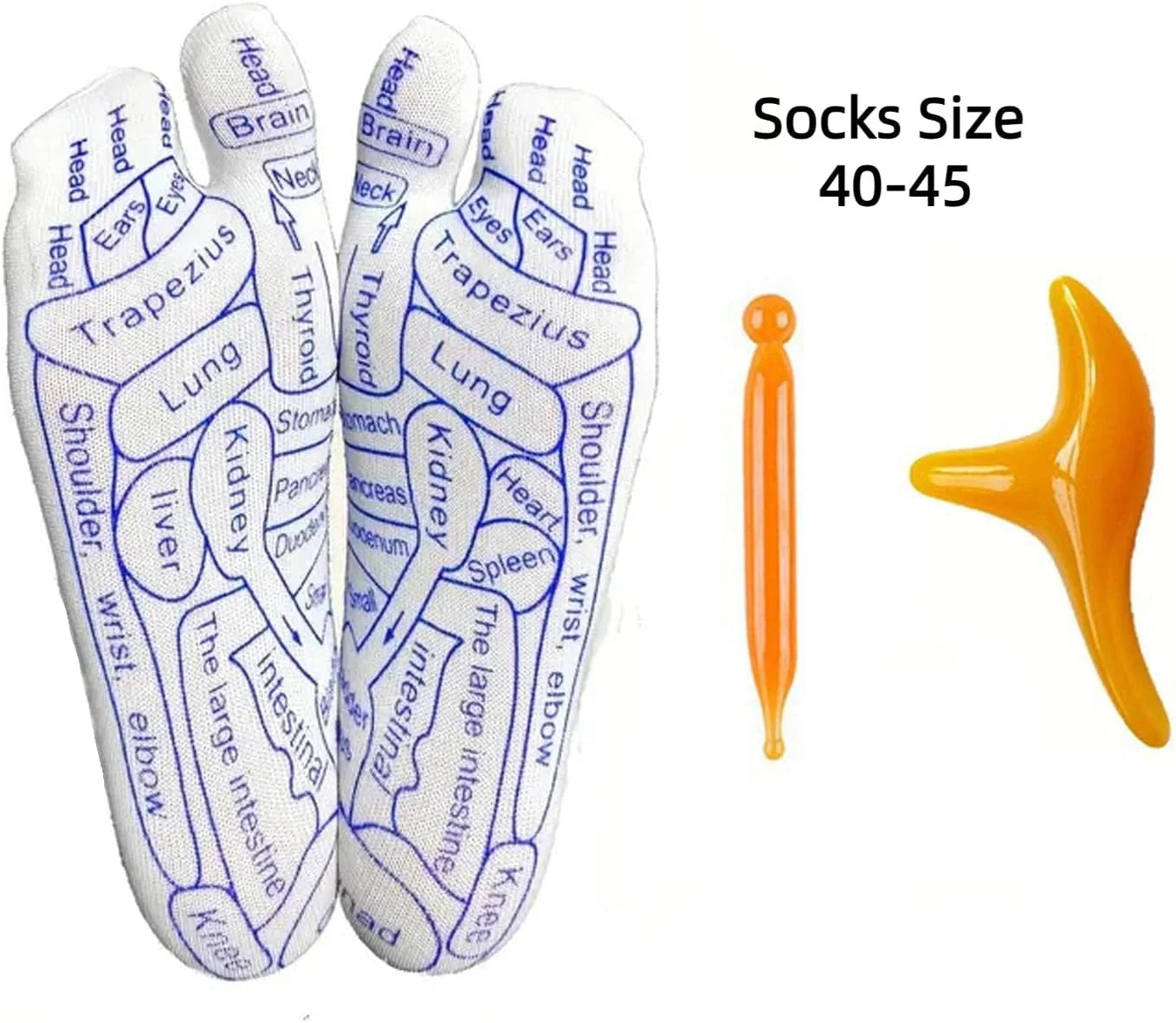 Reflexology and Acupressure Foot Massage Socks Set - Includes Massage Tool for Pain Relief