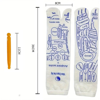 Reflexology and Acupressure Foot Massage Socks Set - Includes Massage Tool for Pain Relief