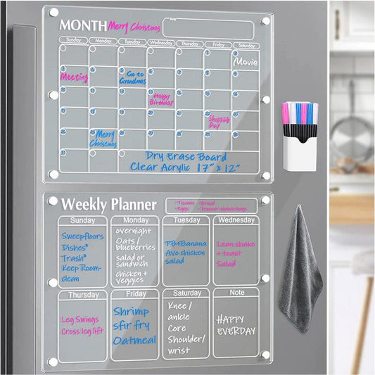 SearchFindOrder Sleek Transparent Acrylic Refrigerator Planner