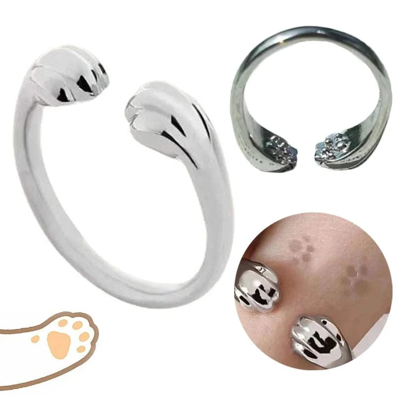 SearchFindOrder Sliver Cute Cat Paw Print Ring