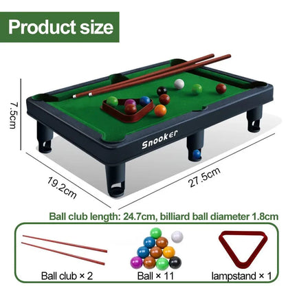 Mini Pool Table for Kids with 2 Pool Cues, Set of Billiard Balls and Rack - Complete Small Pool Table Set for Children - Great Gift Idea for Boys and Girls