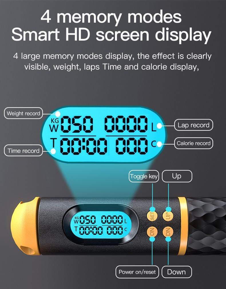 SearchFindOrder Yellow and Black Smart Jump Rope with Digital Counter