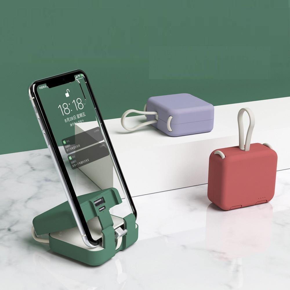 SearchFindOrder Lighting / Green Smart Mini Foldable Battery Pack Doubles as a Mobile Phone Stand