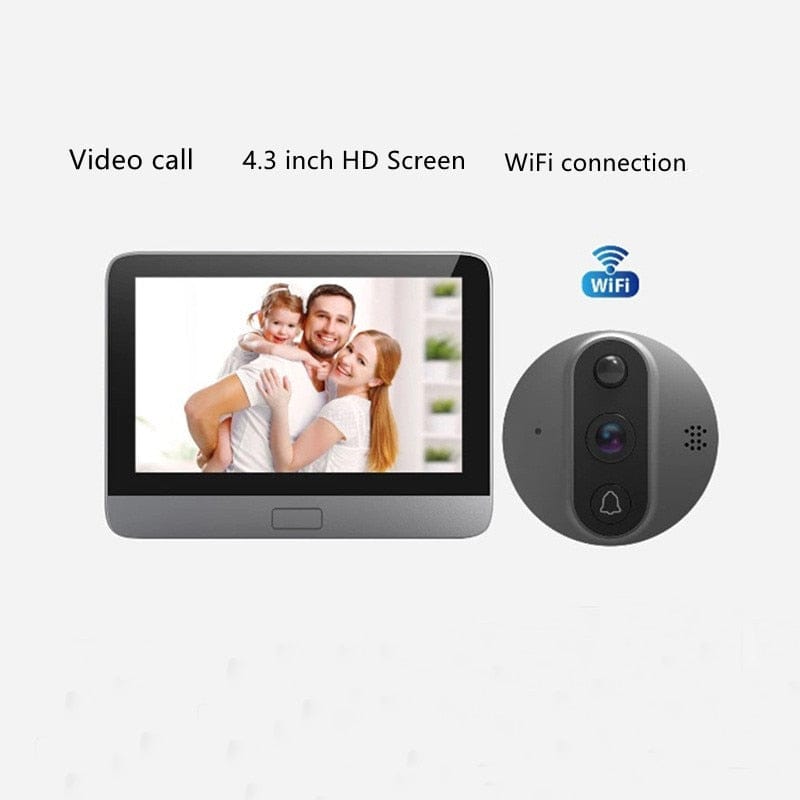 Smart Wi-Fi Intercom Doorbell and Door Peephole Digital Camera with a 4.3 Inch 1080p LCD HD Viewer