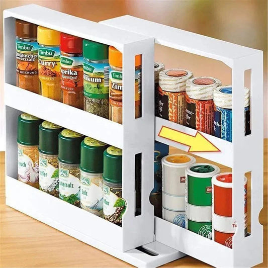 SearchFindOrder SNJ White Double Storage Rotating Food Rack