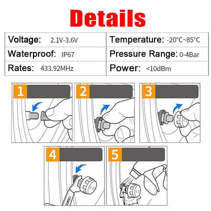 Solar Powered Car Tire Pressure Sensor Monitoring System - Smart Shop (Online Store for wise shoppers) 