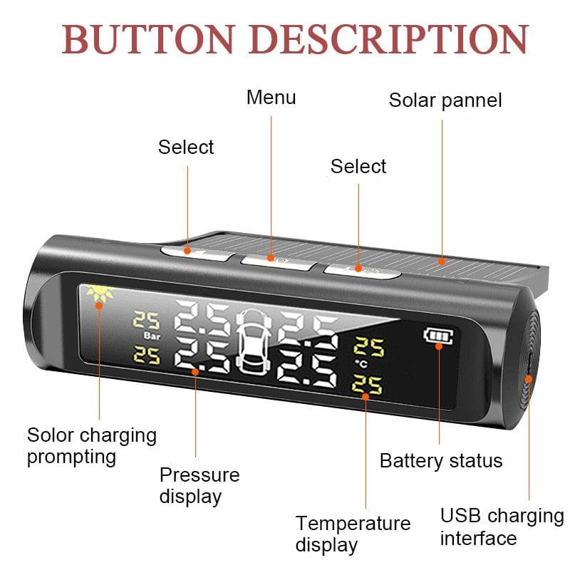 Solar Powered Car Tire Pressure Sensor Monitoring System - Smart Shop (Online Store for wise shoppers) 