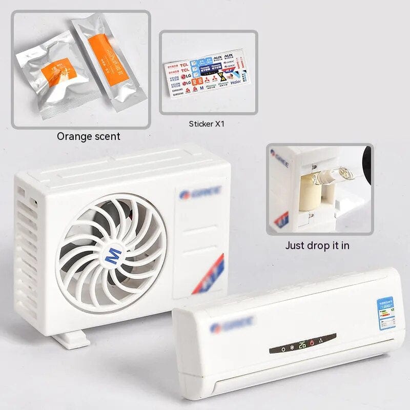 SearchFindOrder White Orange set Solar-Powered Aroma Enhancer & Decorative Mini Air Conditioner