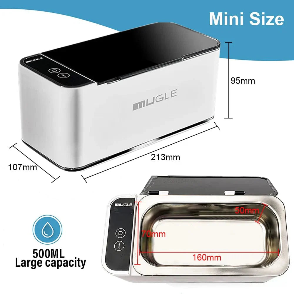 Ultrasonic Jewelry Cleaner for All Jewelry, 46KHz Portable and Low Noise Ultrasonic Machine for Jewelry, Ring, Earrings, Necklace, Silver, Retainer, Eyeglass, Watches, Coins, Razors