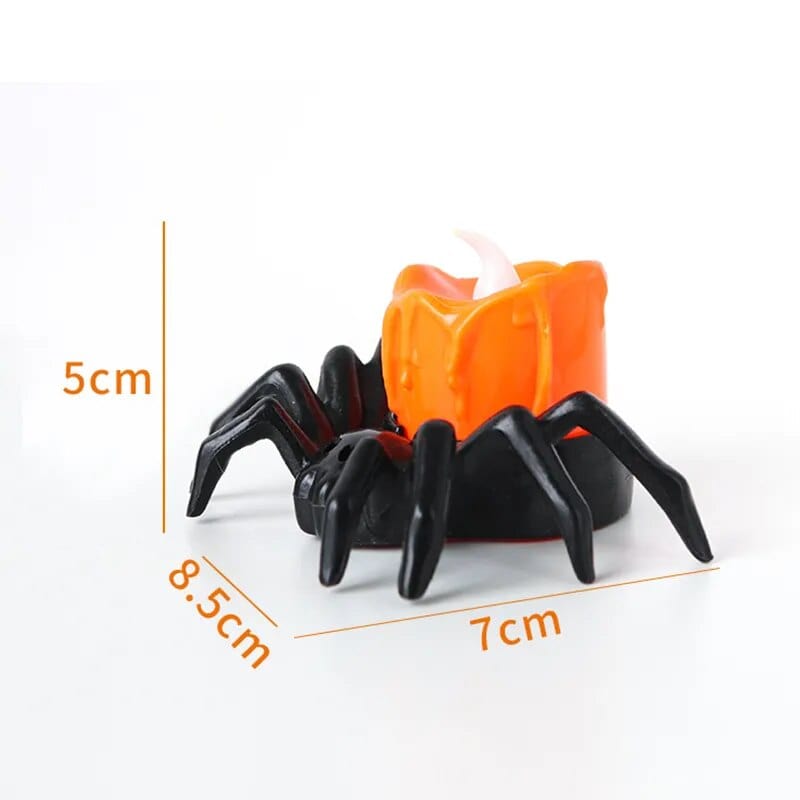 Halloween Spider Tea Lights, Novelty LED Flameless Candle Holder Light Spooky Spider, Battery Operated Orange Tea Lights for Halloween Party, Table, Home Decor - Smart Shop (Online Store for wise shoppers) )