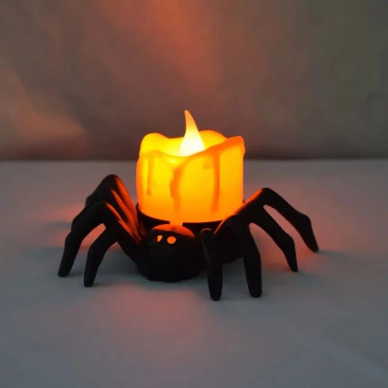 Halloween Spider Tea Lights, Novelty LED Flameless Candle Holder Light Spooky Spider, Battery Operated Orange Tea Lights for Halloween Party, Table, Home Decor - Smart Shop (Online Store for wise shoppers) )