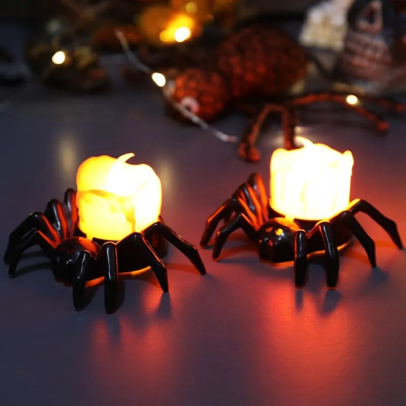 SearchFindOrder Orange-candlestick Spooky Glow Halloween Spider Candlelight Delight