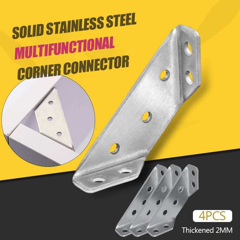 Stainless Steel Multifunctional 3-Sided Corner Brace Connector (4 Pieces)