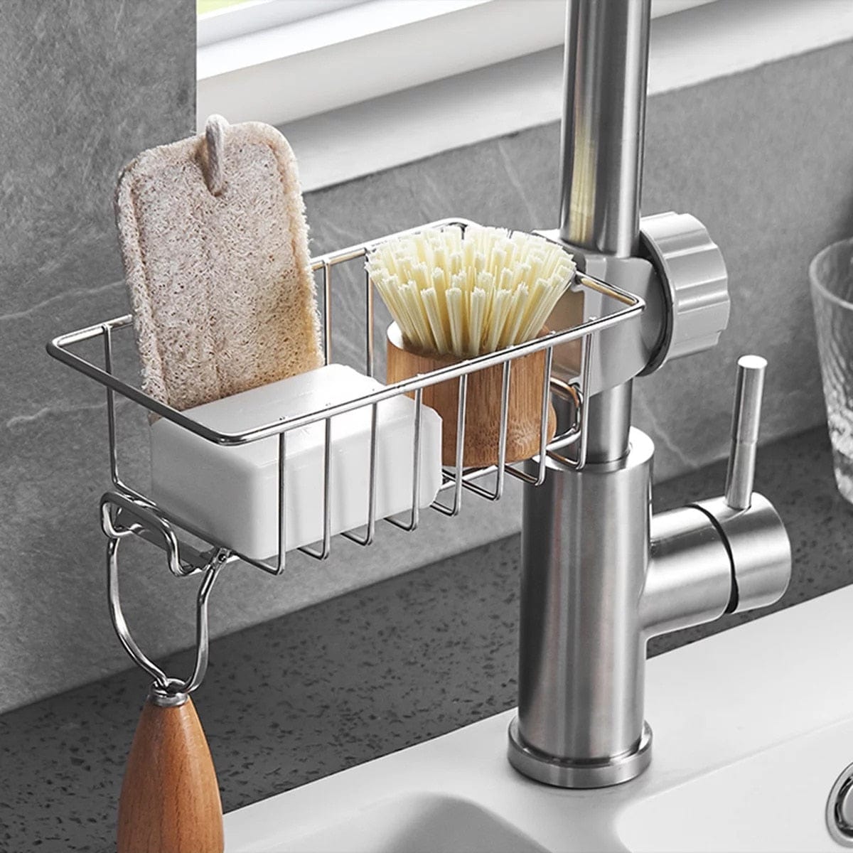 SearchFindOrder Normal Stainless Steel Faucet Storage Rack