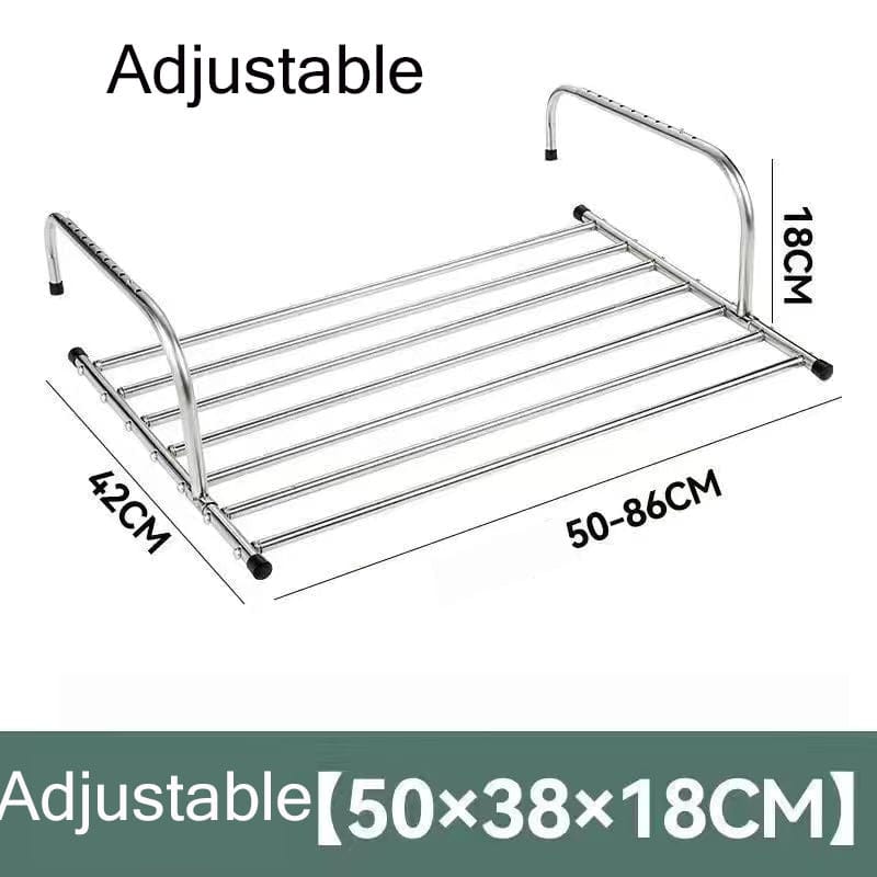 Stainless-Steel Adjustable Clothes Drying Rack and Shelf for Balcony Railings