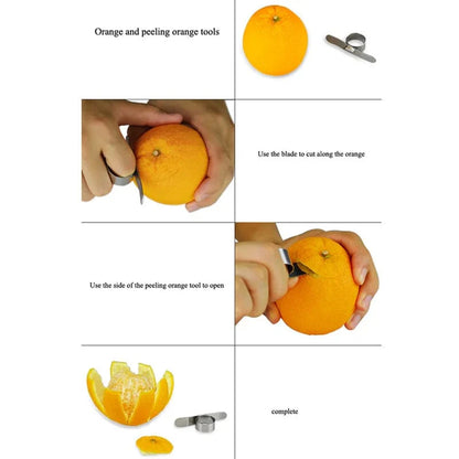 Stainless-Steel Easy Finger Fruit Slicer and Citrus Orange Peeler, Kitchen Accessories for Efficient Fruit Peeling and Cutting