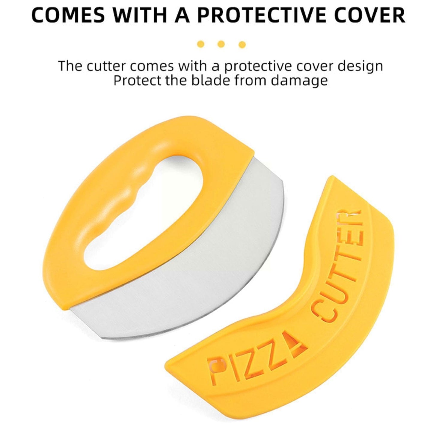 Stainless Steel Rocking Pizza Cutter with Protective Sleeve