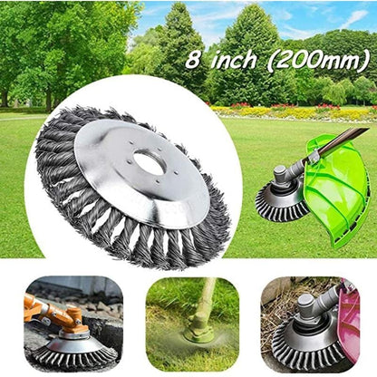 Steel Wire Brush Cutter Trimmer Head, Replacement Garden Grass Weed Brush Cutting Head for Rust Removal, Paving Stone, Pavement Joints or Driveway