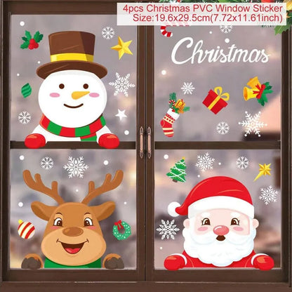 Festive Elegance 2023 Holiday Window Decals Christmas Cheer & New Year Joy Decor Set