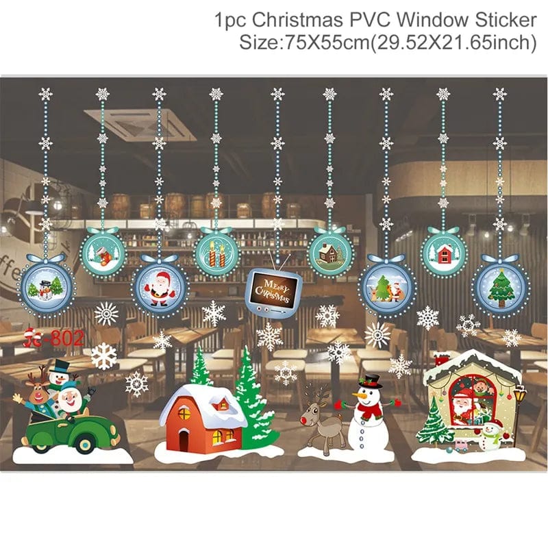 Festive Elegance 2023 Holiday Window Decals Christmas Cheer & New Year Joy Decor Set