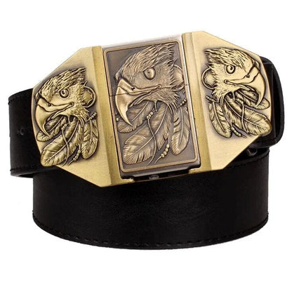 Novelty Belt Buckle with Hidden Kerosene Lighter